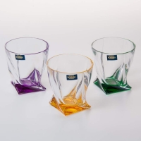 Цветной набор стаканов Crystalite Bohemia Квадро Цветные 340мл 6шт