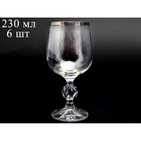 Набор бокалов для вина (портвейна) Crystalite Bohemia Клаудиа Платина 230мл 6шт