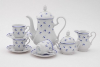 Синий кофейный сервиз Leander - Мэри-Энн, декор 0887 на 6 персон (15 предметов)