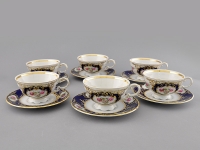 Набор для чая с розовыми цветами Leander Соната 0440 на 6 персон (12 предметов)