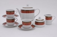 Красный чайный сервиз Leander - Сабина, декор 0979 на 12 персон (27 предметов) 31859