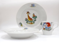 Набор детской посуды Дулево Зоопарк (3 предмета) с глубокой тарелкой